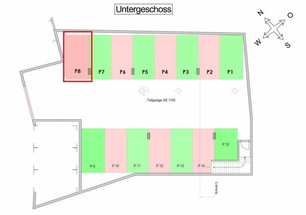 Tiefgaragenparkplatz in Mels 1