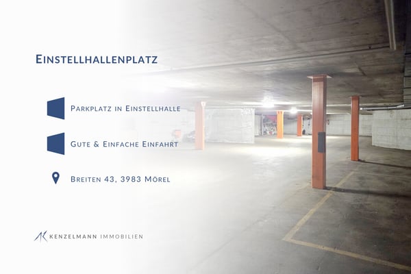 Praktischer Parkplatz in Einstellhalle in Breiten-Mörel 1