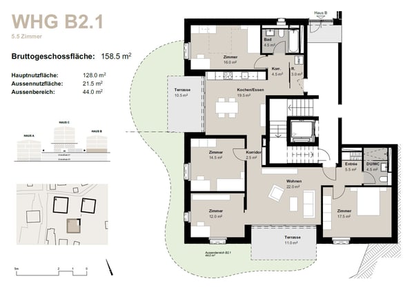 5.5-Zimmerwohnung zur Miete (Erstbezug): Neubau Hasol im Zentrum von B 11