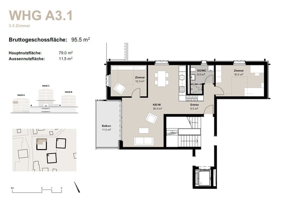 3.5-Zimmerwohnung zur Miete (Erstbezug): Neubau Hasol in Bürchen 11