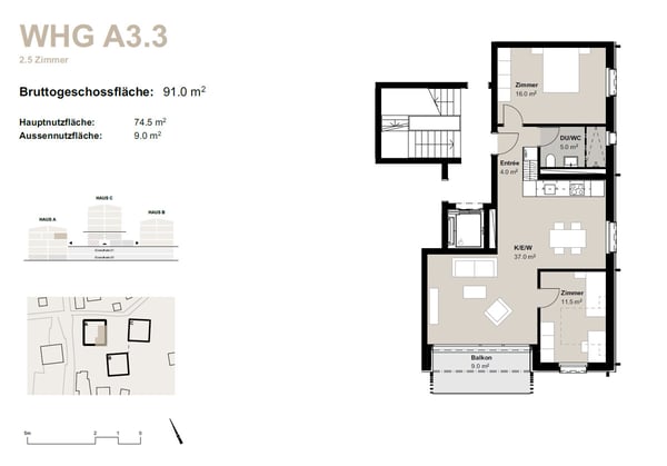 3.5-Zimmerwohnung zur Miete (Erstbezug): Neubau Hasol in Bürchen 11
