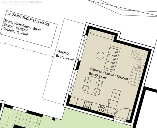 Häuschenfeeling mitten im Dorf - 3.5-Zimmer-Duplex-Wohnung, Fiesch 3
