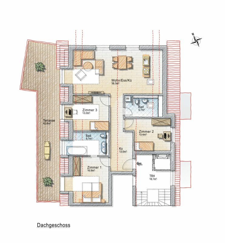 NEUBAU: Dachwohnung mit 4.5-Zimmern und Aussicht ins Grüne