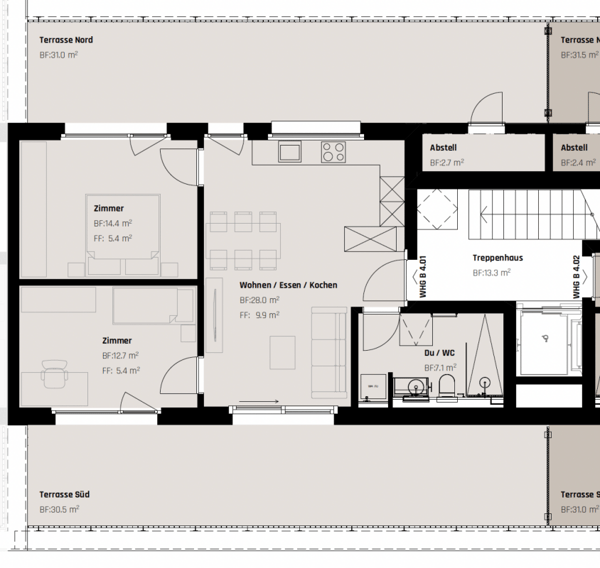 WG-Highlight in der Stadt - Modernes Wohnen mit zwei Dachterrassen 10