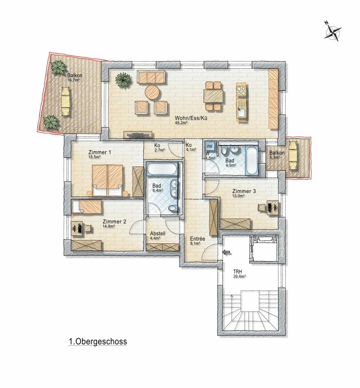 Wohnen mit Komfort: 4.5-Zimmer Neubauwohnung mit sonnigem Balkon