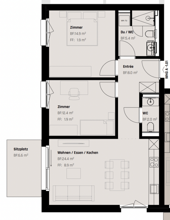 ERSTBEZUG per 01.11: Exklusiver Neubau Gartenwohnung im Zentrum von St. Gallen 5