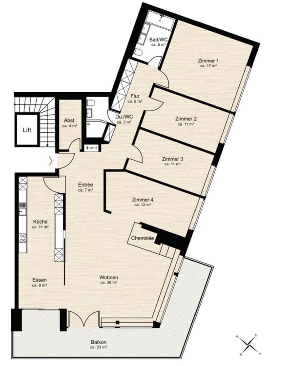 Grosszügige 1.5-Zimmer-Wohnung mit fantastischer Aussicht! 2