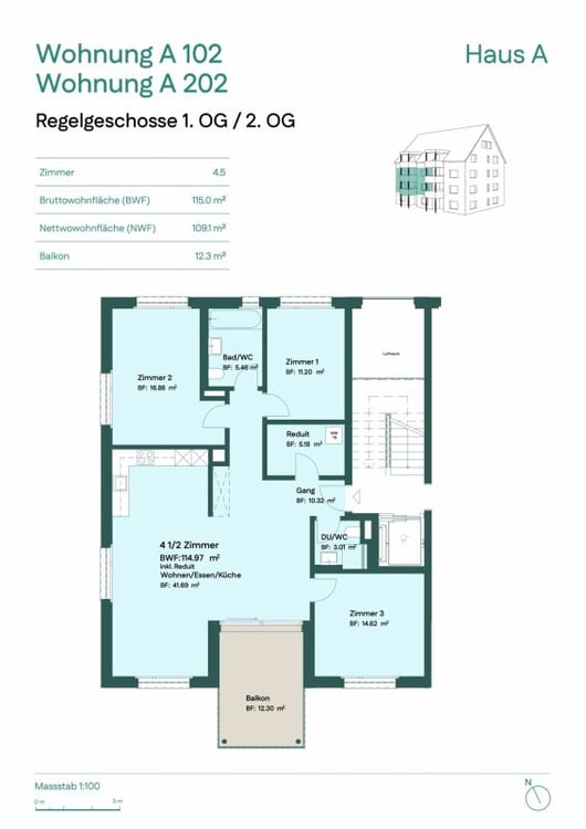 Attraktive 4.5-Zimmer Etagenwohnung mit sonnigem Balkon 4