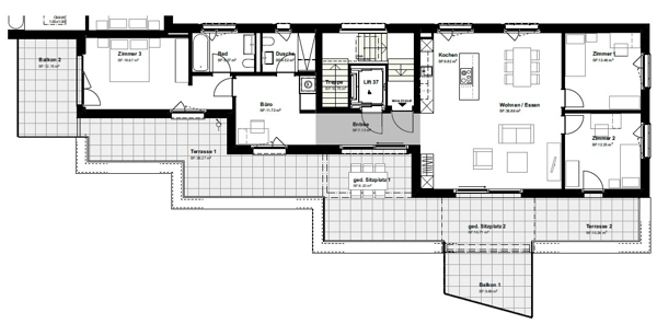 4.5-Zimmer-Attikawohnung mit weitläufigen Terrassen 5