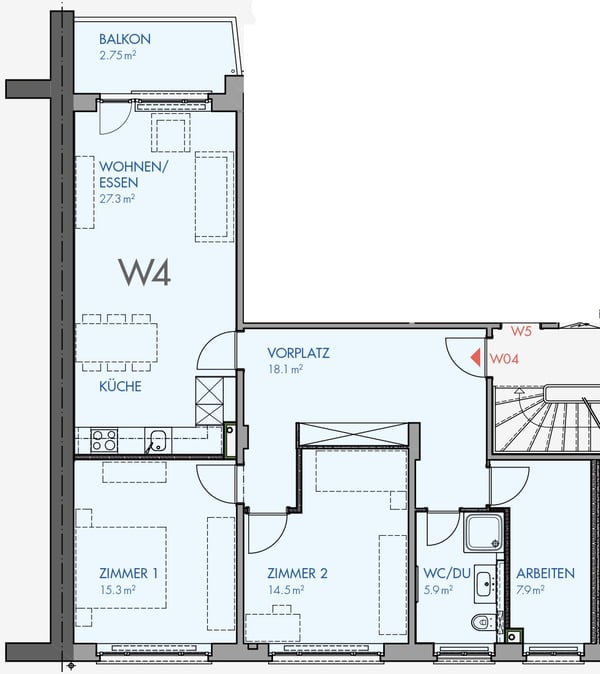 Wir vermieten eine moderne 4.5-Zimmer-Wohnung im beliebten Gundeli 6