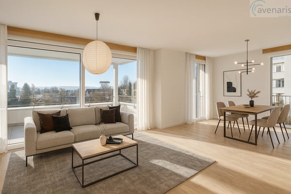 Moderne 1.5-Zimmer-Neubauwohnung mit grossem Balkon und freier Sicht 1