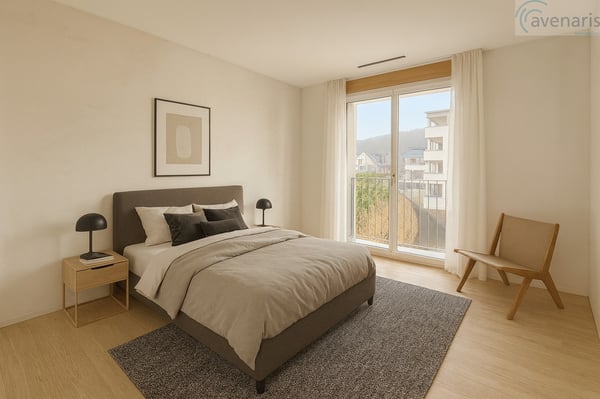 Moderne 1.5-Zimmer-Neubauwohnung mit grossem Balkon und freier Sicht 3