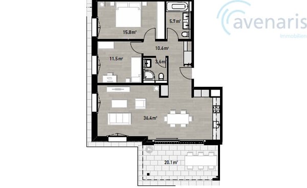 Moderne 1.5-Zimmer-Neubauwohnung mit grossem Balkon und freier Sicht 7