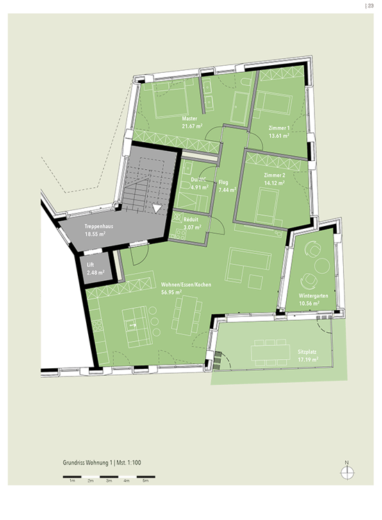 Projektvorankündigung - exklusive Gartenwohnung mit unverbaubarer Aussicht. Neue Preise - A1 5