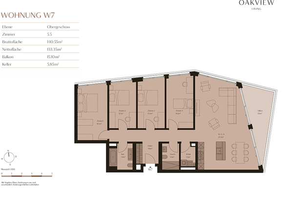 Exklusive, ruhige und moderne Geschosswohnung mit romantischem Balkon und Waldsicht - W7 5