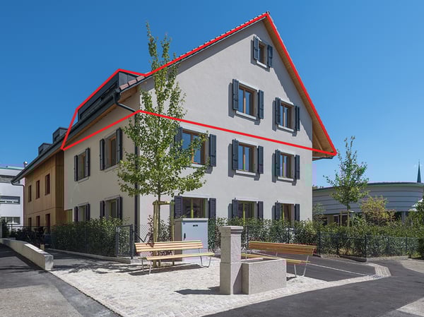 Ruhige und moderne 1.5-Zimmer-Maisonette-Wohnung im Zentrum von Binningen mit 150qm - W6 1