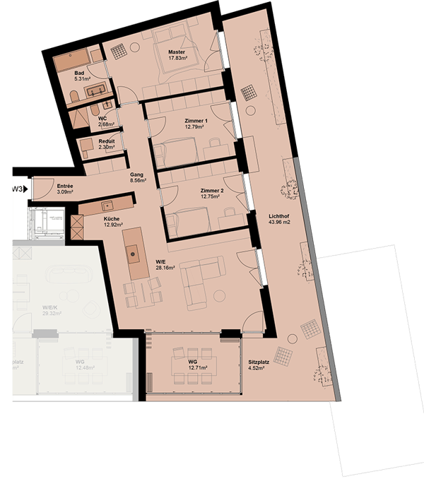 Exklusive Gartenwohnung mit hoher Energieeffizienz und unverbaubarer Aussicht.Neue Preise! - W3 6