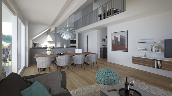 3.5-Zimmer-Dachwohnung mit Galerie, Balkon und Loggia im Rodacher 2