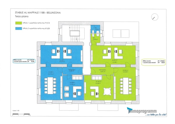 Ufficio 3 locali, ultimo piano, centro città 1