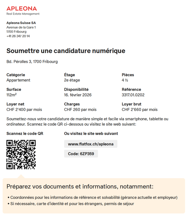 En plein centre – Boulevard de Pérolles 3 8