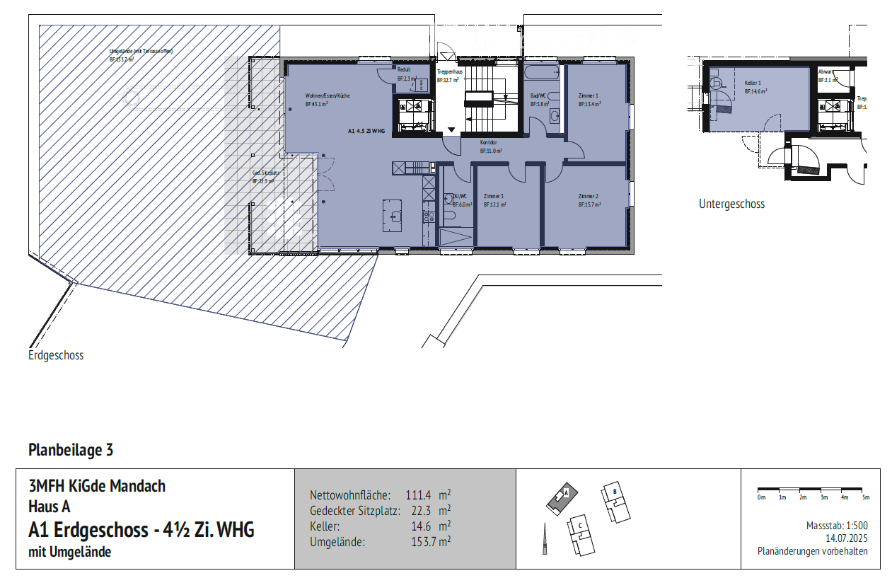 Ground floor with entrance, living room, kitchen, dining area, 3 bedrooms, 2 bathrooms, cellar, separate room, balcony