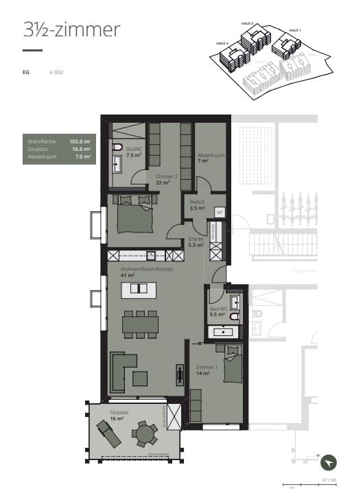 Moderne 1.5-Zimmer-Wohnung in nachhaltiger Wohnanlage Geuensee 5