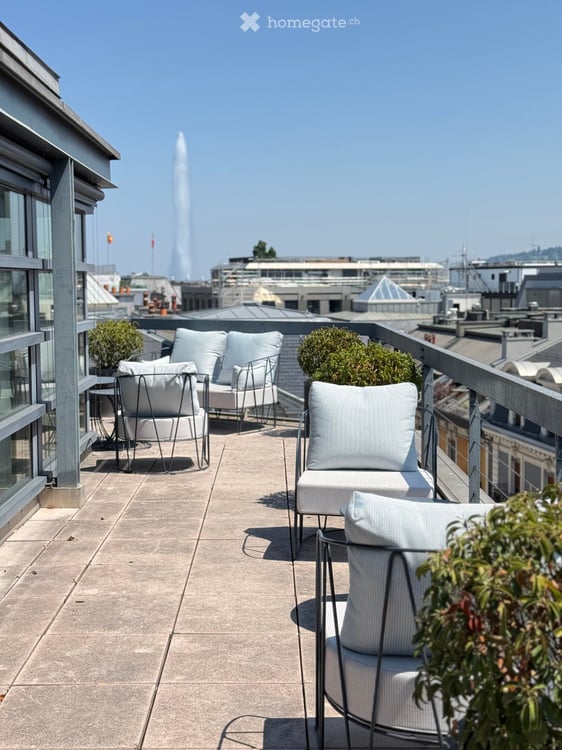 Bureau d'exception à Genève — immense terrasse, vue Jet d'Eau, clé en main, mobilier disponible 35