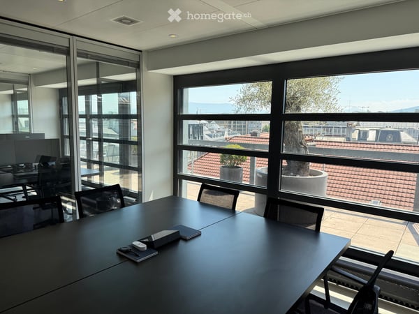 Bureau d'exception à Genève — immense terrasse, vue Jet d'Eau, clé en main, mobilier disponible 3