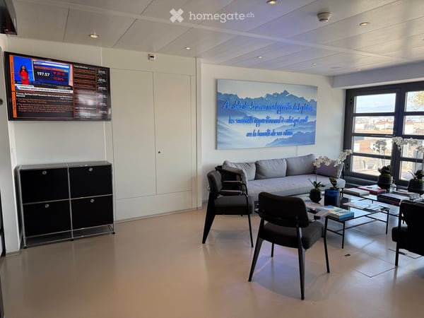 Bureau d'exception à Genève — immense terrasse, vue Jet d'Eau, clé en main, mobilier disponible 21