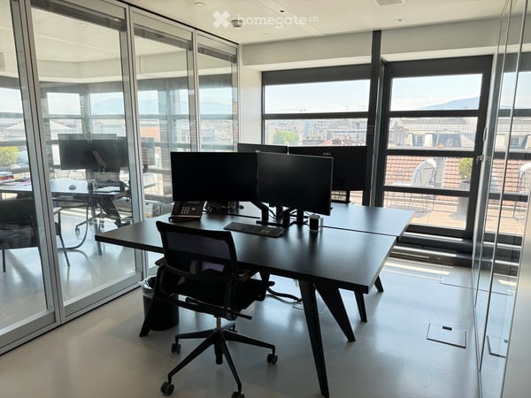 Bureau d'exception à Genève — immense terrasse, vue Jet d'Eau, clé en main, mobilier disponible 7