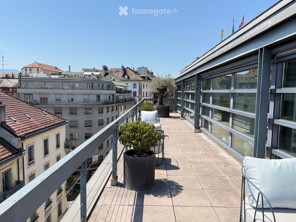 Bureau d'exception à Genève — immense terrasse, vue Jet d'Eau, clé en main, mobilier disponible 36