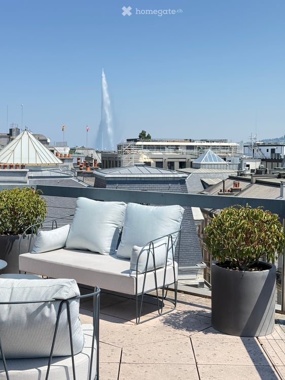 Bureau d'exception à Genève — immense terrasse, vue Jet d'Eau, clé en main, mobilier disponible 33