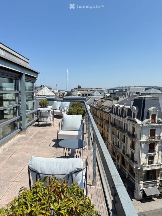 Bureau d'exception à Genève — immense terrasse, vue Jet d'Eau, clé en main, mobilier disponible 38