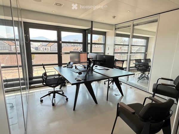 Bureau d'exception à Genève — immense terrasse, vue Jet d'Eau, clé en main, mobilier disponible 9