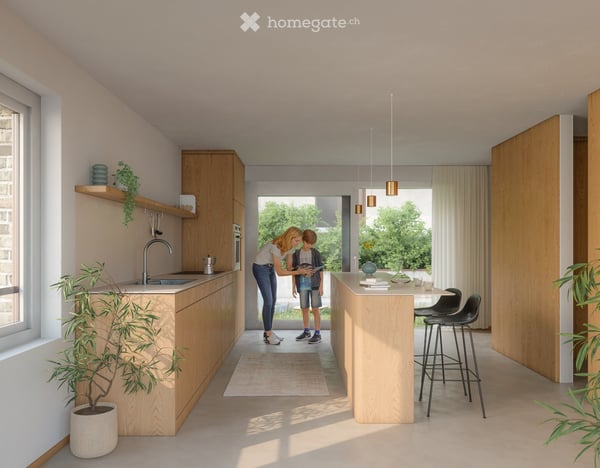 Maison mitoyenne neuve de 5.5 pièces à Paudex – Vue, balcon et jardin 2