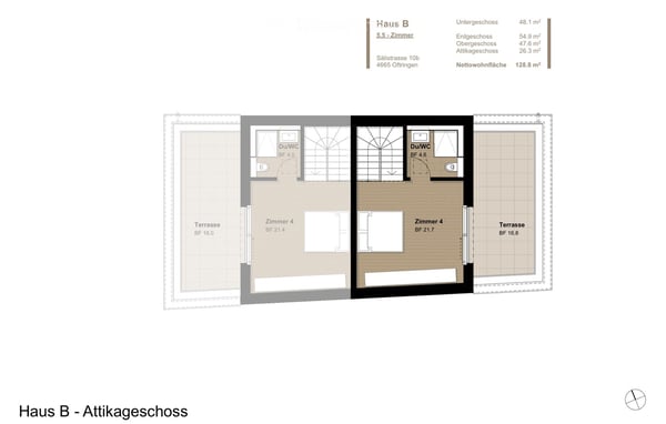 Modernes 5.5-Zimmer-Doppelhaus mit Attika-Terrasse und Garten – Neubau in Oftringen 11
