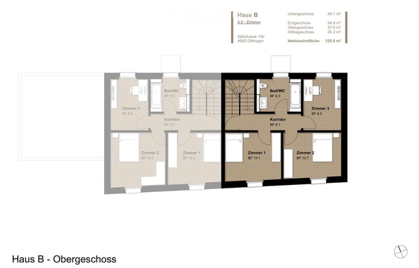 Modernes 5.5-Zimmer-Doppelhaus mit Attika-Terrasse und Garten – Neubau in Oftringen 13