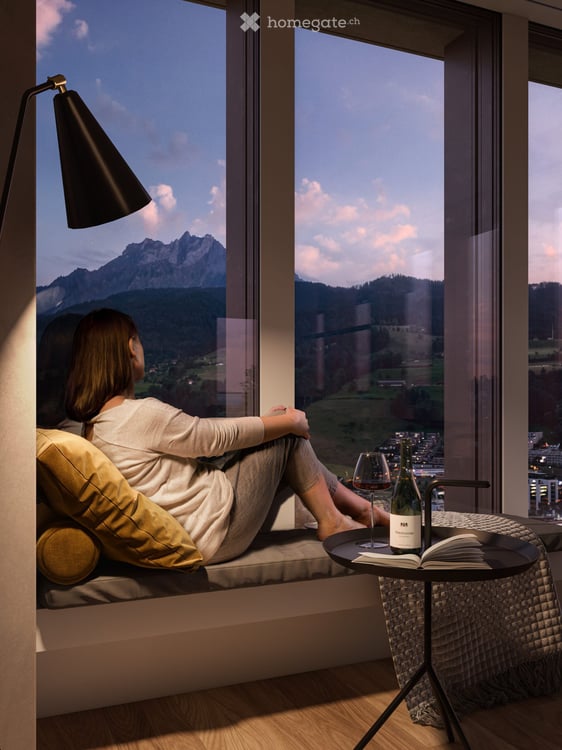 Traumhafte 3.5-Zimmer-Wohnung (mit Option auf 4.5) im Skylevel Pilatustower 2