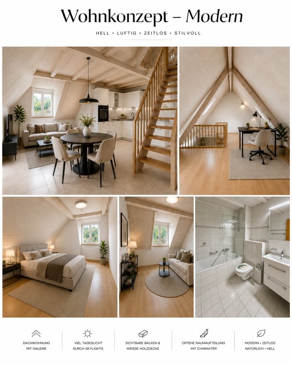 Charmante 3.5-Zimmer-Maisonette-Dachwohnung mit Galerie in Safnern. Sofort verfügbar!