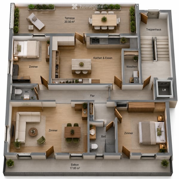 4.5-Zi.-Wohnung - Strom & WLAN inkl. | Panorama, Balkon, Terrasse | Sauna | Möblierung mgl. 20