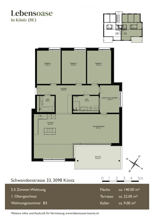Traumhafte 5½-Zimmer-Gartenwohnung in Köniz bei Bern | Erstbezug 2