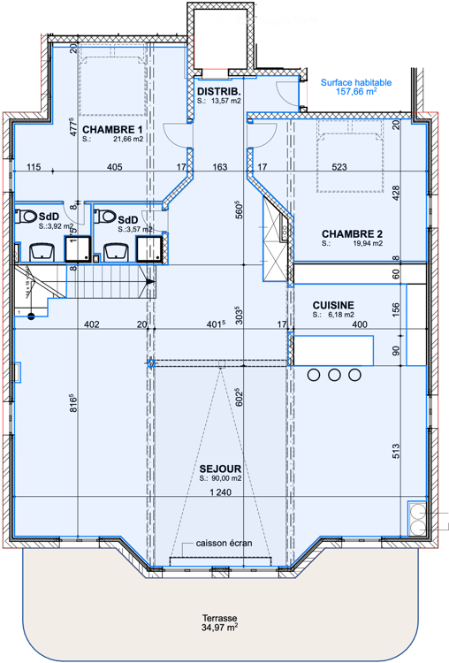 Duplex 5,5 pièces, 231 m² — séjour de 90 m², suite, garage 6 véhicules 19