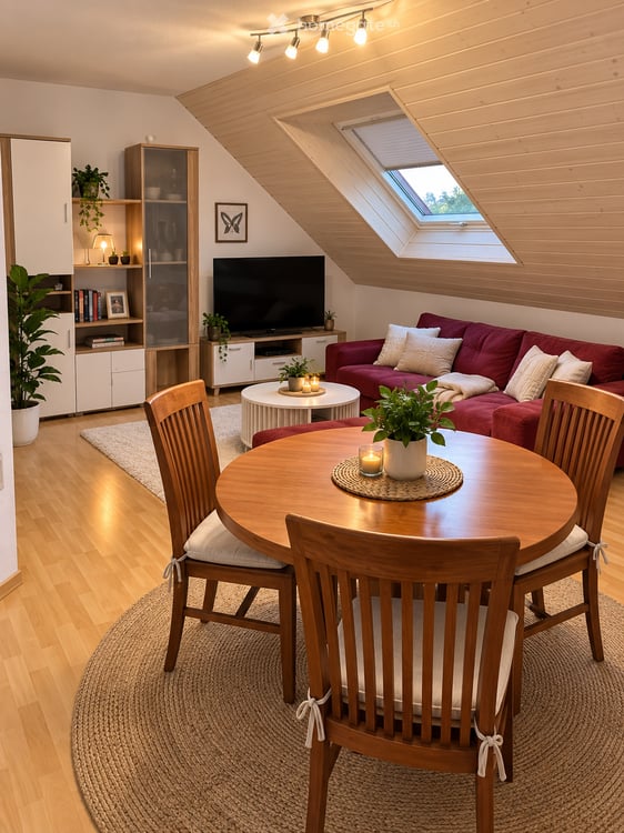 Charmante 2.5-Zimmer-Dachwohnung mit Cheminée, Balkon und zwei Badezimmern in Möhlin
