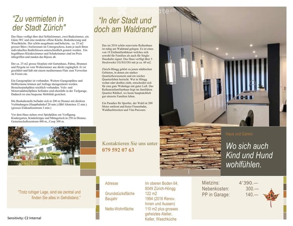 modernes 5 Zimmer-Reihenhaus in Zürich-Högg - am Waldrand, ruhig und doch zentrumsnah 5