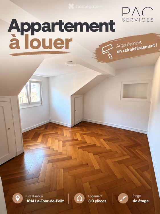 3.0 pièces, 60m2 libre de suite ou à convenir