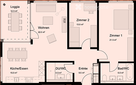 Neuwertige 3 1/2 Zimmerwohnung mit Loggia und Blick ins Grüne 14