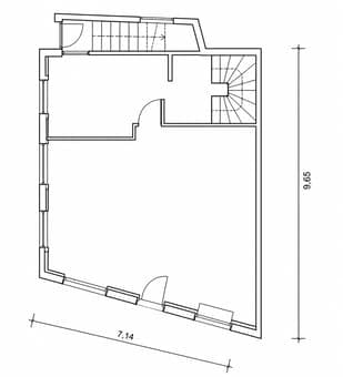 Floor plan of a single-story apartment with a living room, kitchen, bedroom, and bathroom.