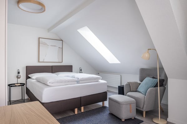 Möblierte 1.5-Zimmer-Attikawohnung mit Balkon im Herzen von Züric 1