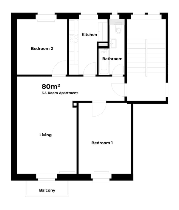 Möblierte 3.5-Zimmer-Wohnung mit Balkon an der Elisabethenstrasse, Zürich 20