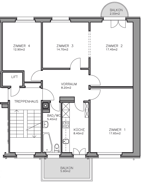 BEFRISTET: 01.02.2027 bis 30.06.2027: Möblierte 3-Zimmer-Wohnung mit Balkon und Stadtblick 12